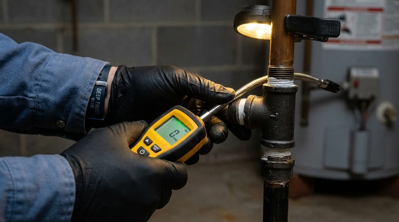 Gas leak detection with electronic sniffer by Johns Plumbing LLC in Southlake
