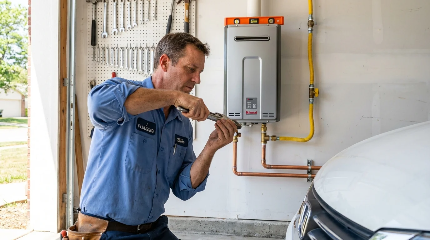 Tankless water heater installation by a Johns Plumbing LLC plumber in Southlake